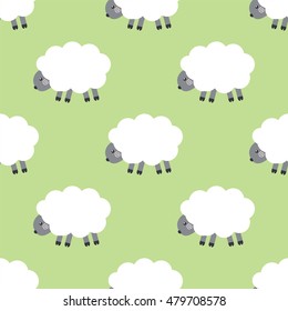 Sheep pattern. Cartoon seamless wallpaper