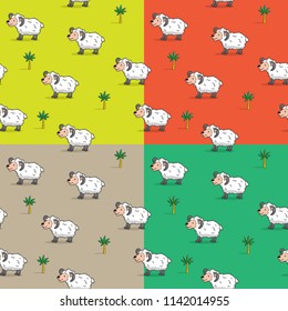 sheep pattern cartoon vector, funny character design