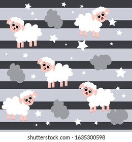 sheep  pattern illustration vector nursery