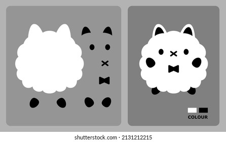 Sheep pattern for kids crafts or paper crafts. Vector illustration of a lamb puzzle. cut and paste patterns for kids crafts.