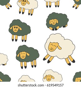 sheep pattern, line art illustration