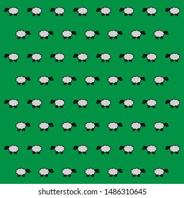 Sheep pattern on green background