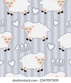 Sheep pattern on a purple background.