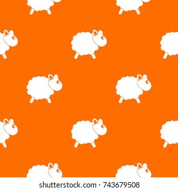 Sheep pattern repeat seamless in orange color for any design. Vector geometric illustration