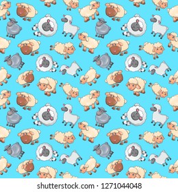 Sheep pattern seamless. Cartoon of sheep vector pattern seamless for web, poster and wrapping paper