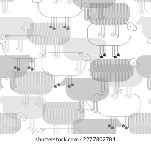 Sheep pattern seamless. ewe background. Ornament of kids fabric