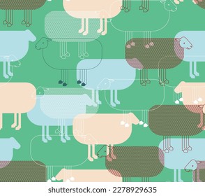 Sheep pattern seamless. ewe background. Ornament of kids fabric