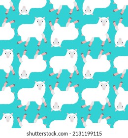 Sheep pattern seamless. Lamb background. Farm animal texture. Baby fabric ornament. Vector illustration