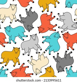 Sheep pattern seamless. Lamb background. Farm animal texture. Baby fabric ornament. Vector illustration