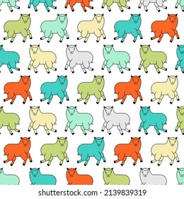 Sheep pattern seamless. Lamb background. Farm animal texture. Baby fabric ornament. Vector illustration