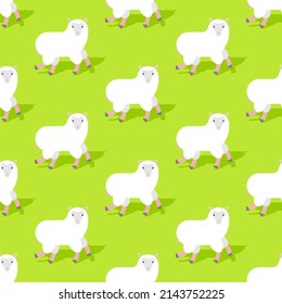Sheep pattern seamless. Lamb background. Farm animal texture. Baby fabric ornament. Vector illustration