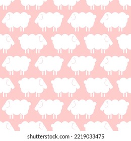 Sheep Pattern seamless. Lamb Background. Kids fabric ornament