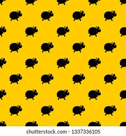 Sheep pattern seamless vector repeat geometric yellow for any design