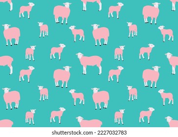 sheep pattern, Sheeps, Colorful seamless pattern with animals, Decorative cute wallpaper, good for printing. Overlapping background vector