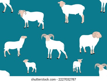 sheep pattern, Sheeps, Colorful seamless pattern with animals, Decorative cute wallpaper, good for printing. Overlapping background vector