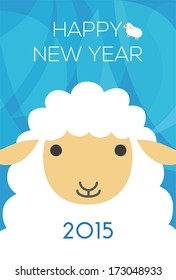 Sheep with patterned background / New year card / vector illustration