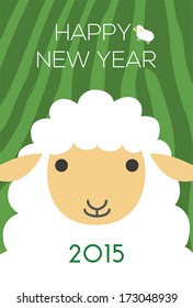 Sheep with patterned background / New year card / vector illustration
