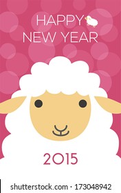 Sheep with patterned background / New year card / vector illustration