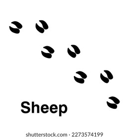 Sheep paw print, vector icon illustration, animal paw print isolated on white background.eps