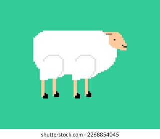 Sheep pixel art. ewe 8 bit. pixelated Vector illustration