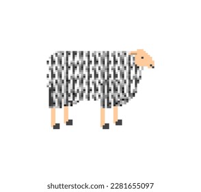 Sheep pixel art. ewe 8 bit. pixelated Vector illustration