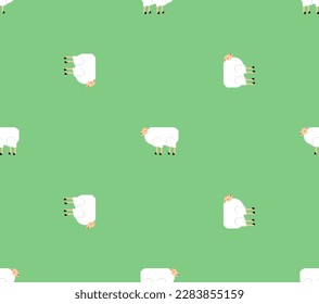 Sheep pixel art pattern seamless. ewe 8 bit background. pixelated Vector texture