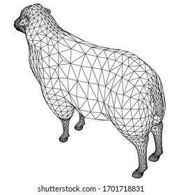Sheep polygonal lines illustration. Abstract vector sheep on the white background