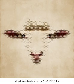 Sheep portrait made of geometrical shapes - Vintage Design