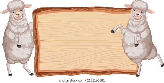 A sheep pose on white background illustration