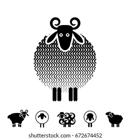 Sheep or Ram Icon, Logo, Template, Pictogram. Trendy Simple Lamb or Ewe Symbol for Market, Internet, Design, Decoration