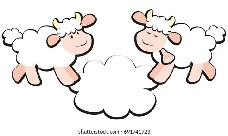 sheep and ramer, banner, vector icon