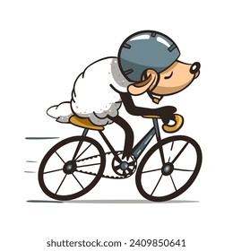 Sheep ride a bike. Funny animal character for printing t-shirt, cover and child apparel.