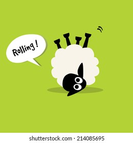 Sheep rolling.illustration design.