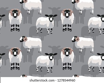 Sheep Rough Fell Cartoon Background Seamless Wallpaper