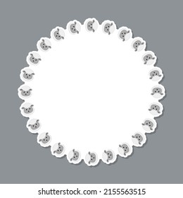 Sheep with round frame for banner, poster, and greeting card