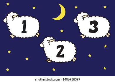 Sheep run around the night sky.When I can not sleep,We are told to count sheep.