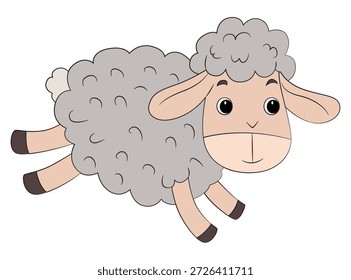 Sheep running isolated on white background