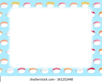 sheep , salmon sushi background , vector for presentation