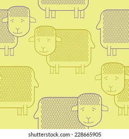 Sheep. Seamless background vector illustration. New year symbol