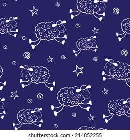 Sheep Seamless cartoon pattern with sheep for design of cloth, wrapping, cards,