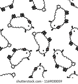 sheep seamless doodle pattern