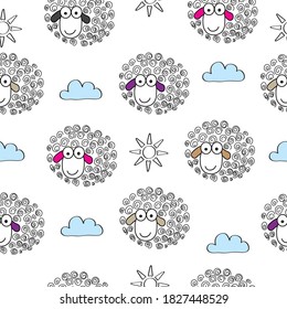 sheep seamless pattern, can be used for textile,  background, book cover, packaging