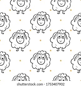 Sheep seamless pattern. Eid Mubarak
