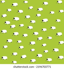 sheep seamless pattern, illustration vector, flat design