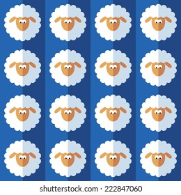 sheep seamless pattern on blue 