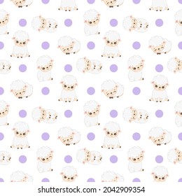 sheep seamless pattern perfect for wallpaper, backgrounds, invitations, packaging design projects. 
Surface pattern design.