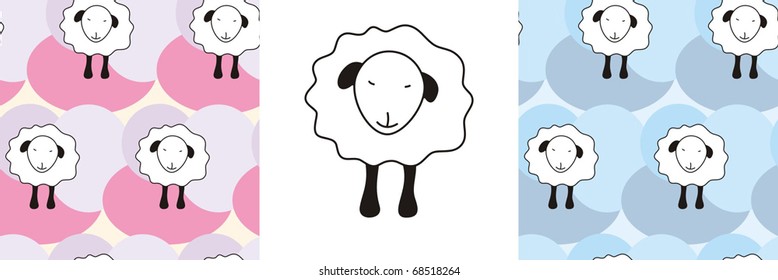 sheep seamless pattern vector cartoon