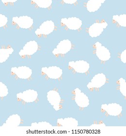 Sheep. Seamless pattern. Vector illustration. Fabric print.
