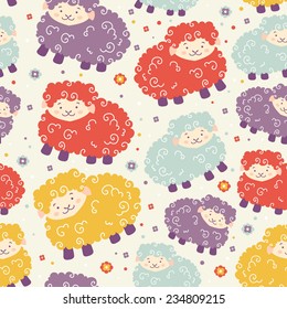 Sheep Seamless Pattern. Vector illustration