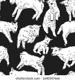 Sheep Seamless vector doodles background. Sleep theme seamless pattern.